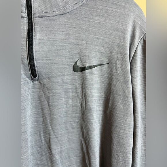 Nike Dri-Fit Men’s Unisex Gray Quarter Zip Long Sleeve Pullover Size Medium - Picture 2 of 5